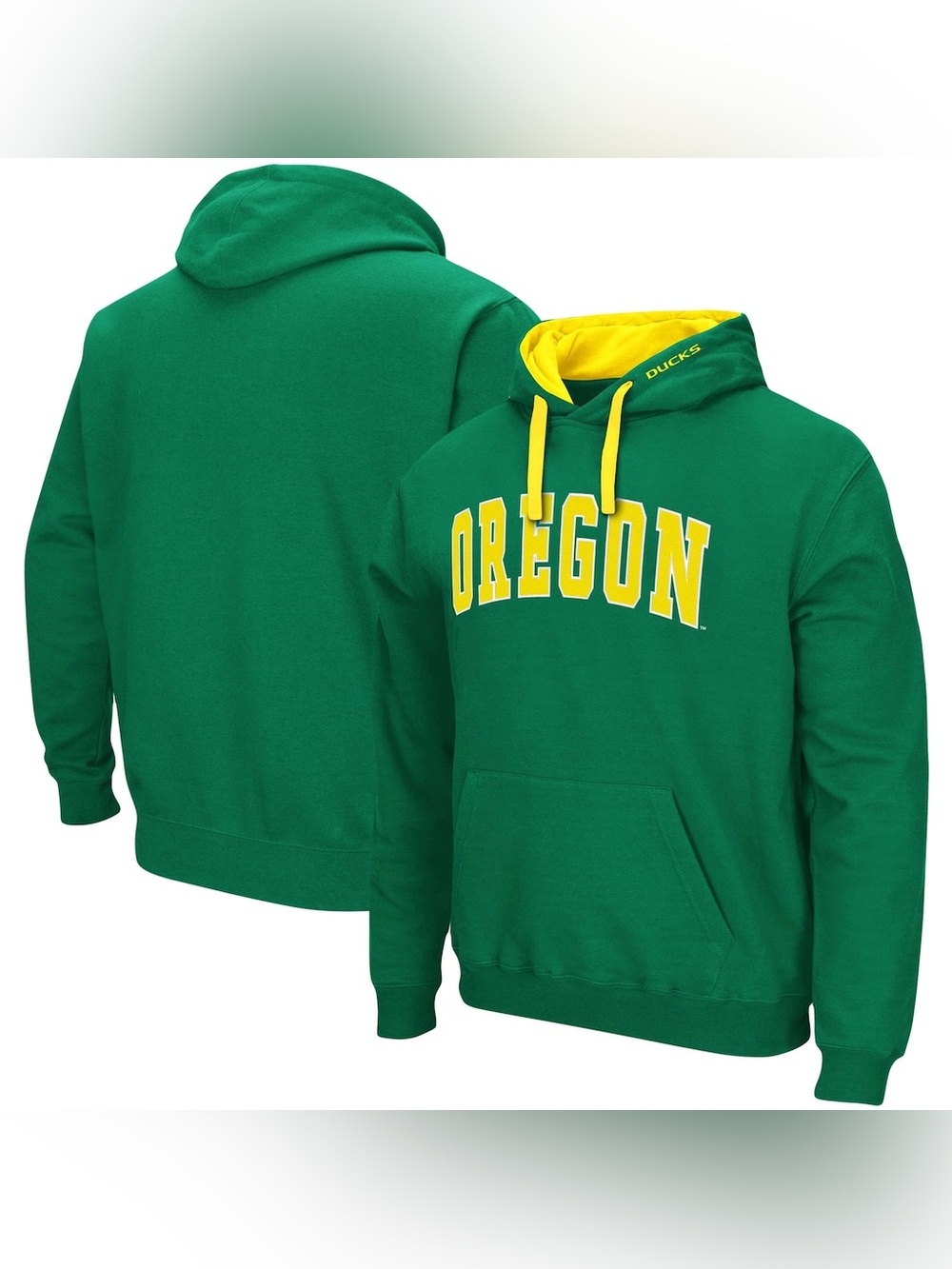 Men's Colosseum Green Oregon Ducks Arch & Logo Pullover Hoodie size XL